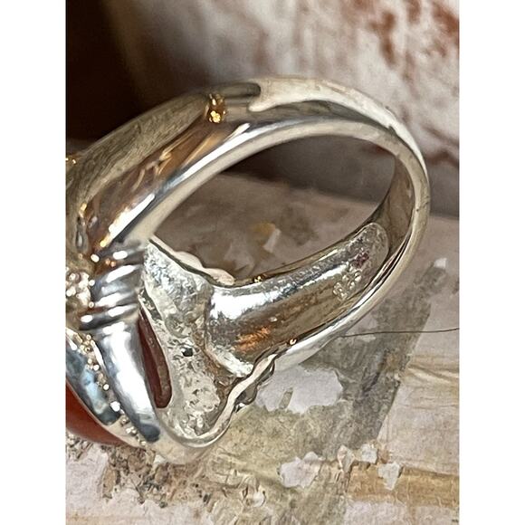 Vintage 925 Sterling Silver Carnelian Ring Size 7 - Picture 4 of 7